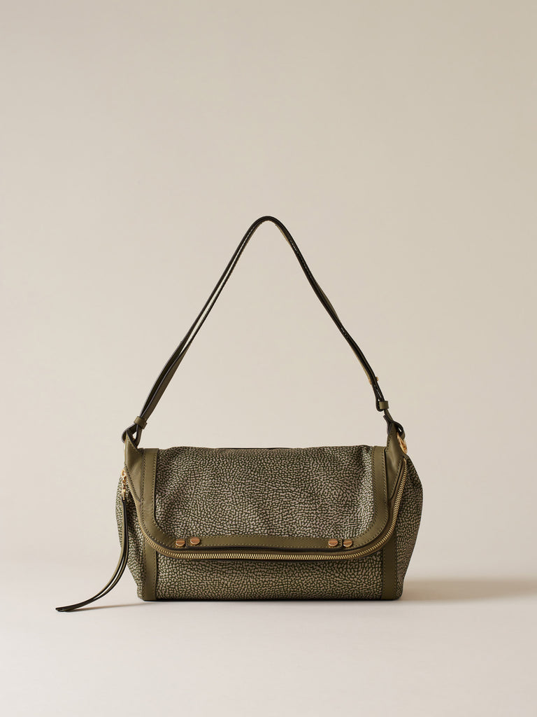 Borsa a tracolla di Tessuto riciclato Op e Pelle  - FRAME TRACOLLA SMALL - Borbonese