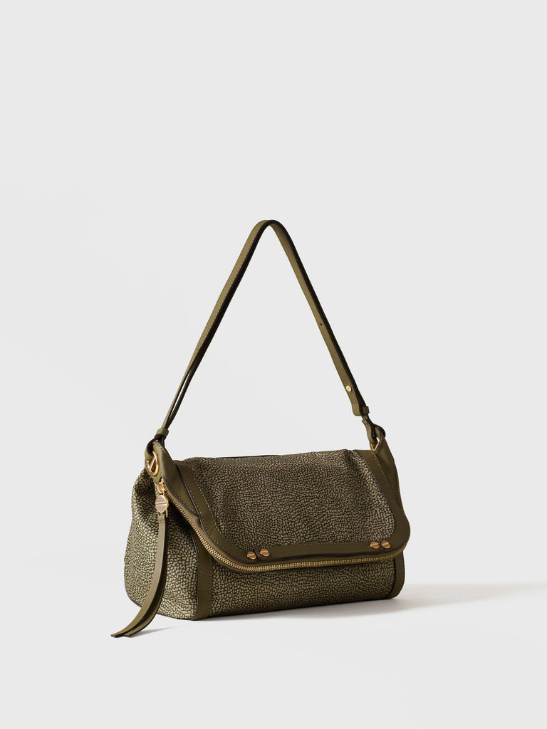 Borsa a tracolla di Tessuto riciclato Op e Pelle  - FRAME TRACOLLA SMALL - Borbonese