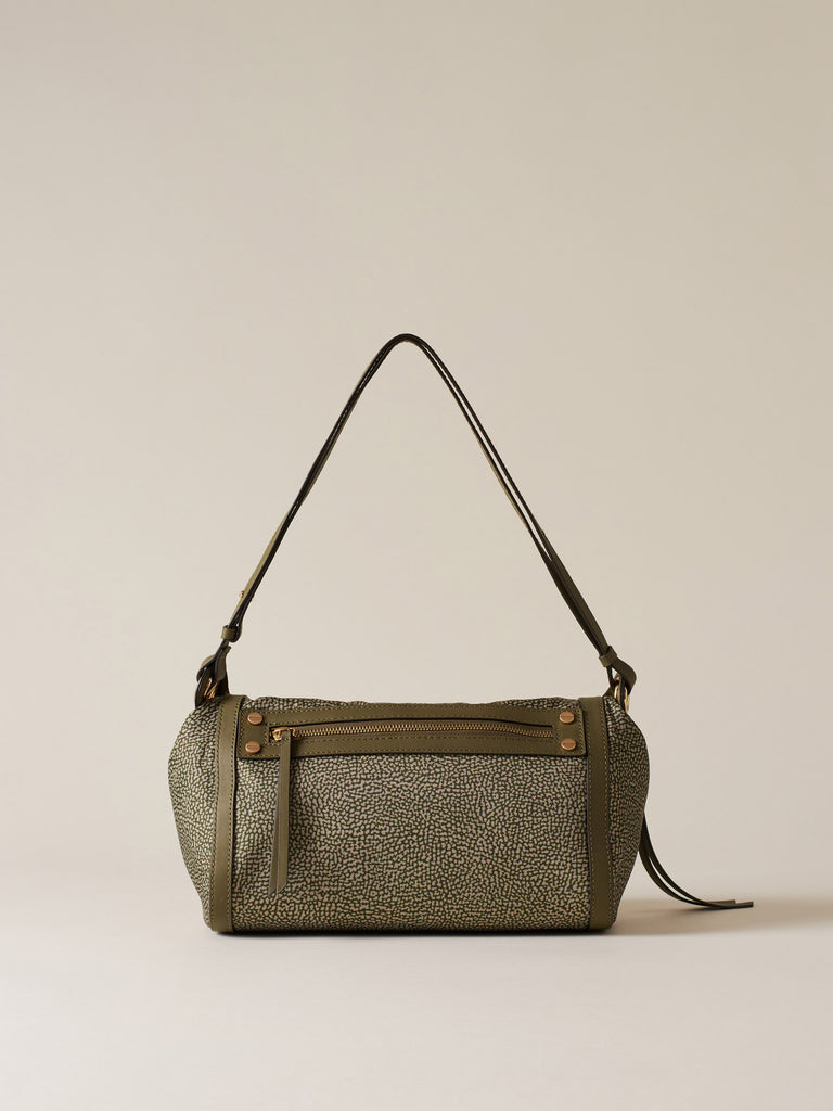 Borsa a tracolla di Tessuto riciclato Op e Pelle  - FRAME TRACOLLA SMALL - Borbonese