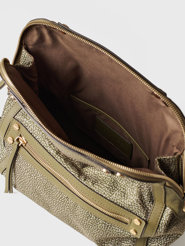 Borsa a tracolla di Tessuto riciclato Op e Pelle  - FRAME TRACOLLA SMALL - Borbonese