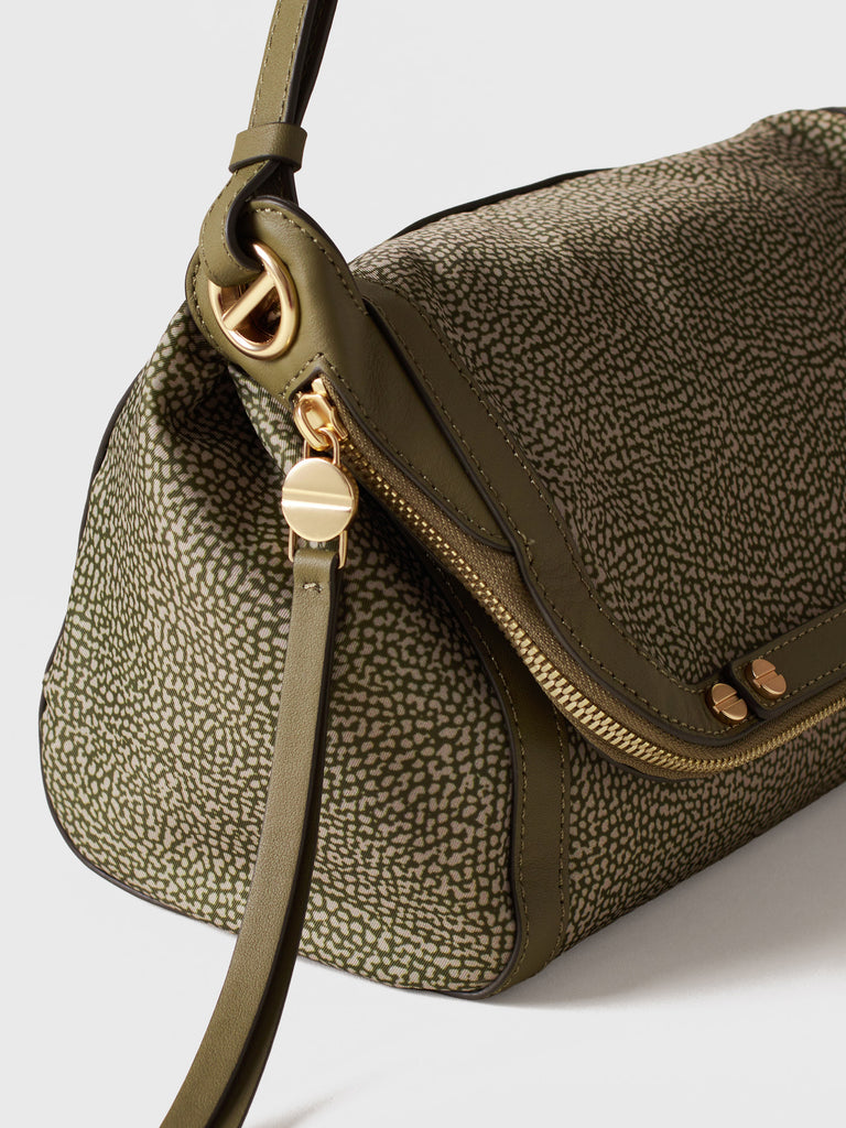 Borsa a tracolla di Tessuto riciclato Op e Pelle  - FRAME TRACOLLA SMALL - Borbonese