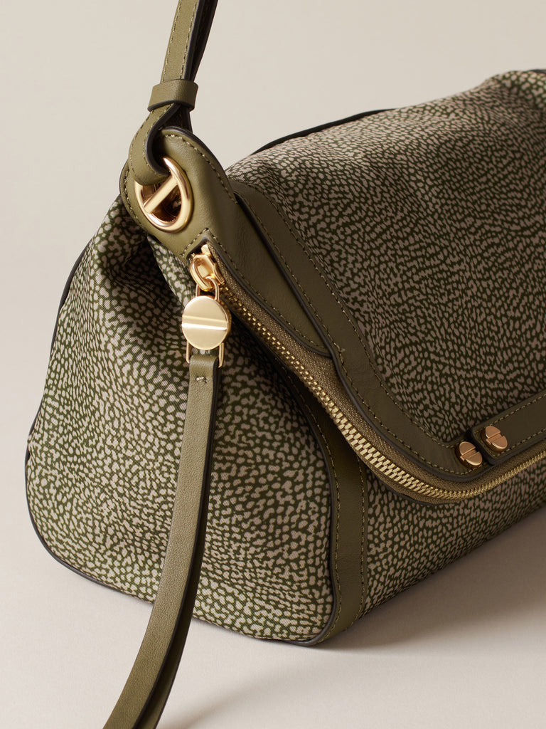 Borsa a tracolla di Tessuto riciclato Op e Pelle  - FRAME TRACOLLA SMALL - Borbonese