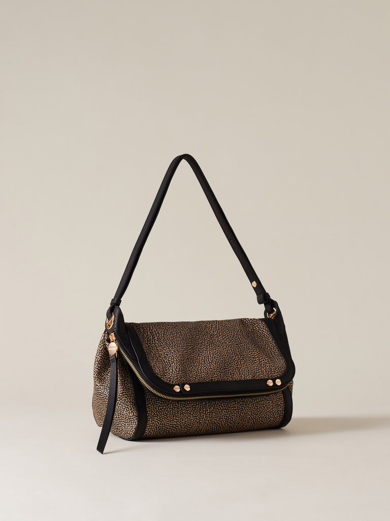 Borsa a tracolla di Tessuto riciclato Op e Pelle  - FRAME TRACOLLA SMALL - Borbonese