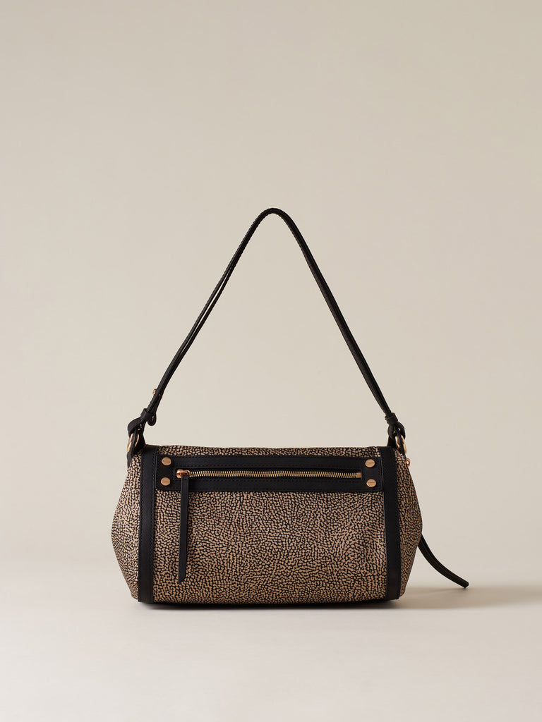 Borsa a tracolla di Tessuto riciclato Op e Pelle  - FRAME TRACOLLA SMALL - Borbonese