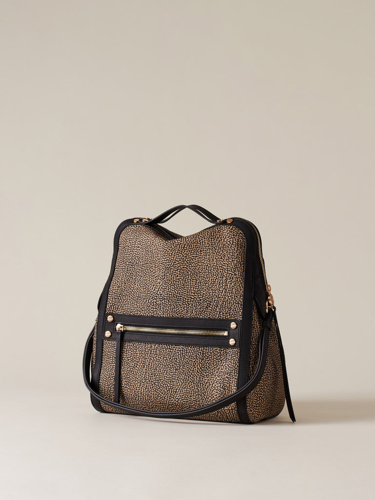 Borsa a tracolla di Tessuto riciclato Op e Pelle  - FRAME TRACOLLA SMALL - Borbonese