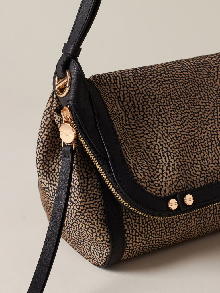 Borsa a tracolla di Tessuto riciclato Op e Pelle  - FRAME TRACOLLA SMALL - Borbonese