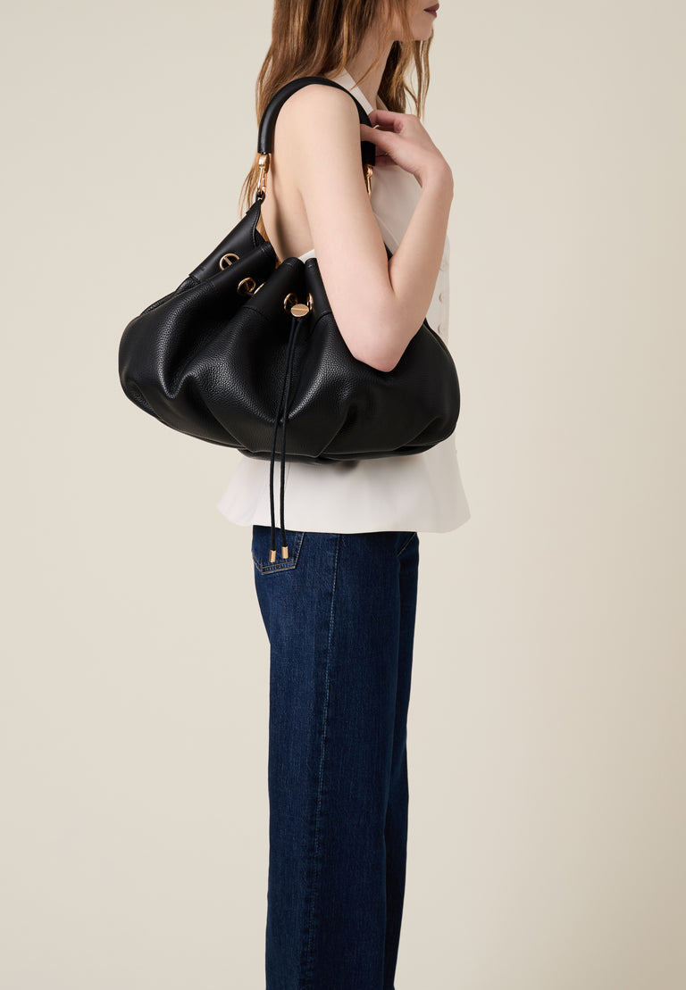 Leather shoulder bag - COLLIER HOBO BAG LARGE - Borbonese
