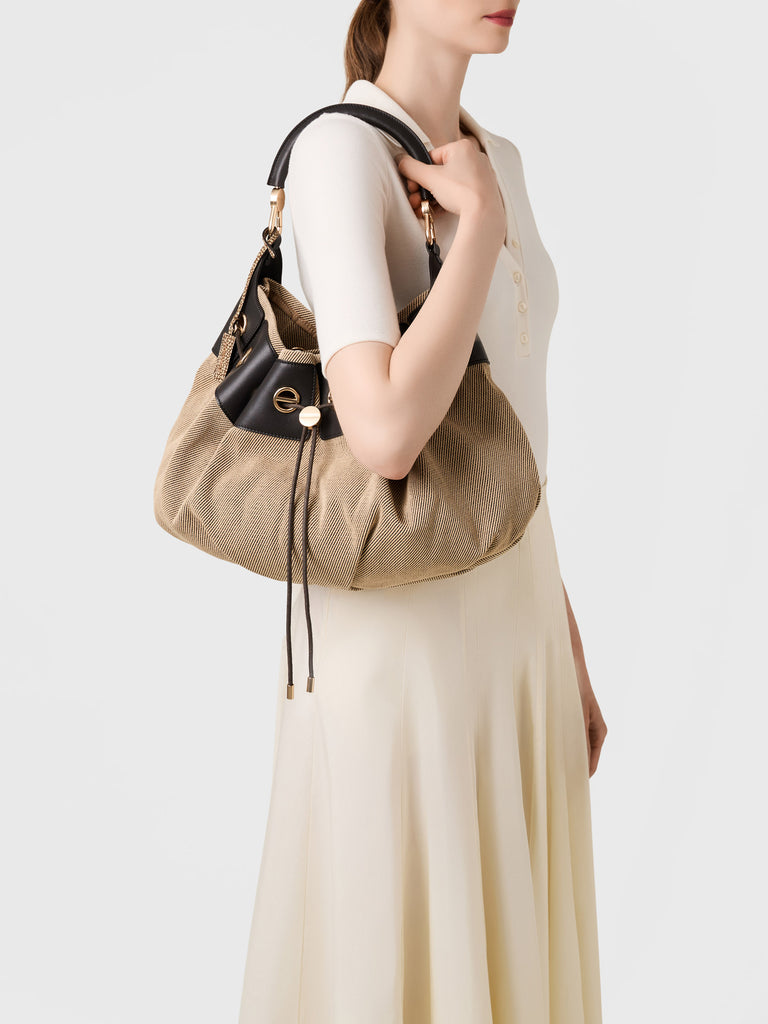 Borsa a spalla in cotone - COLLIER BORSA HOBO LARGE - Borbonese