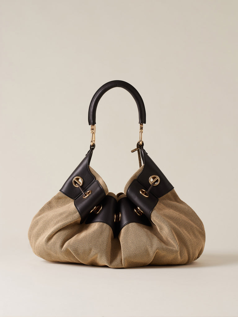Borsa a spalla in cotone - COLLIER BORSA HOBO LARGE - Borbonese