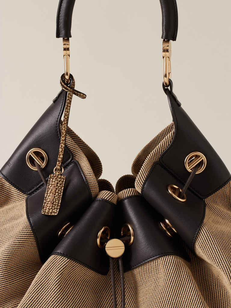 Borsa a spalla in cotone - COLLIER BORSA HOBO LARGE - Borbonese