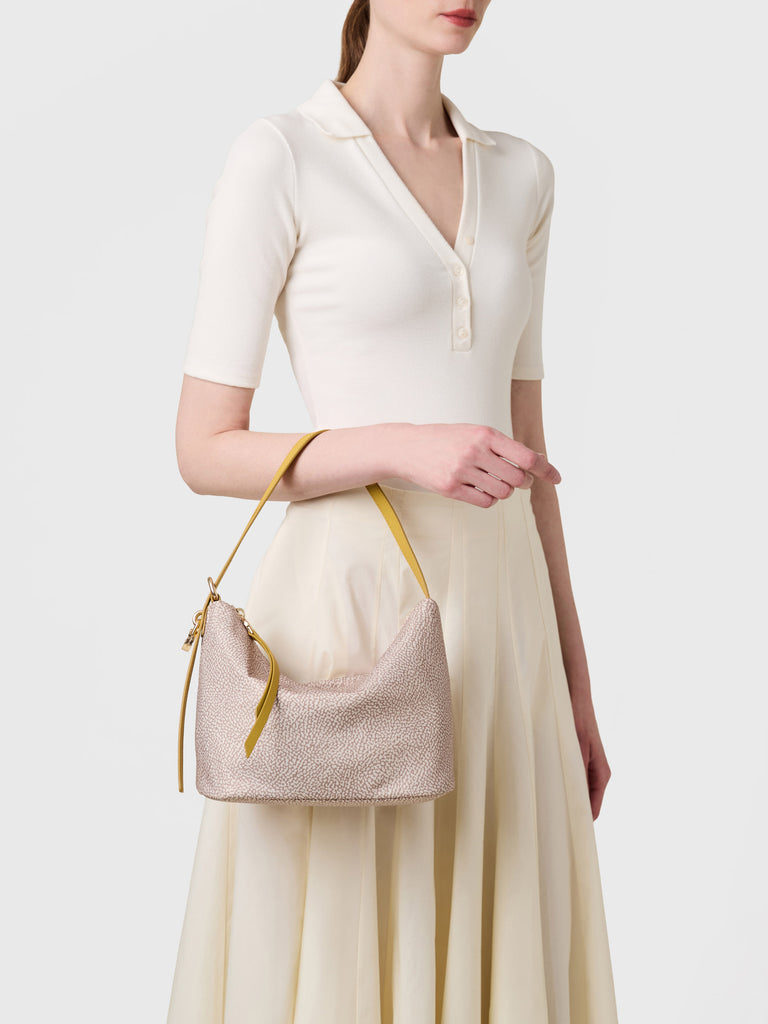 Borsa a spalla in Tessuto riciclato Op e Pelle - PRIVE SECCHIELLO SMALL - Borbonese