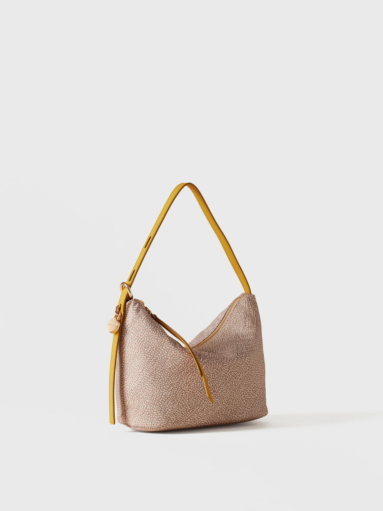 Borsa a spalla in Tessuto riciclato Op e Pelle - PRIVE SECCHIELLO SMALL - Borbonese