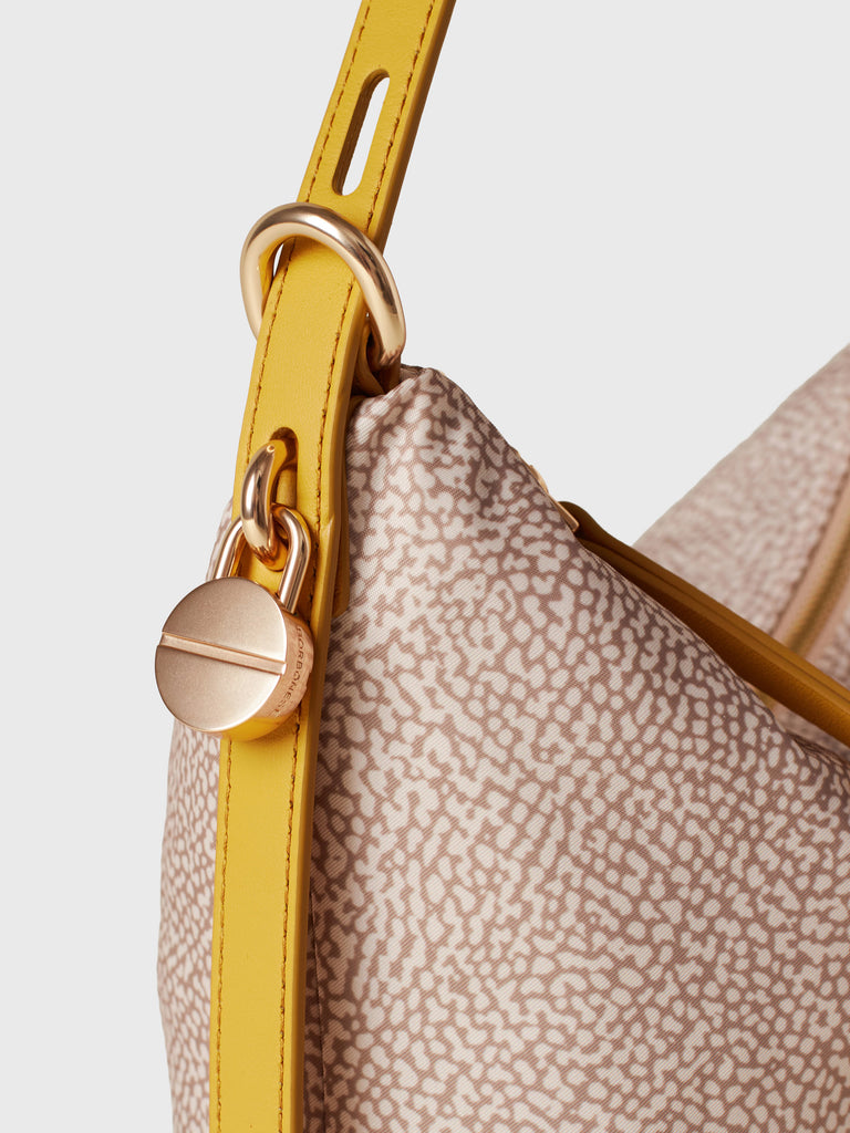 Borsa a spalla in Tessuto riciclato Op e Pelle - PRIVE SECCHIELLO SMALL - Borbonese