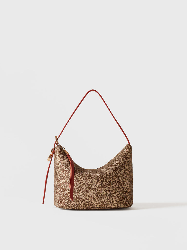 Borsa a spalla in Tessuto riciclato Op e Pelle - PRIVE SECCHIELLO SMALL - Borbonese