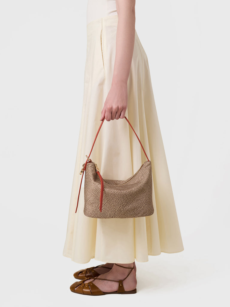 Borsa a spalla in Tessuto riciclato Op e Pelle - PRIVE SECCHIELLO SMALL - Borbonese