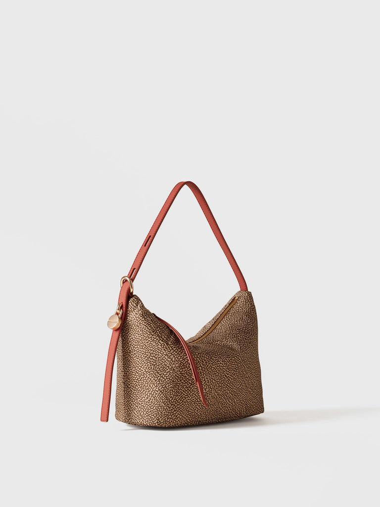 Borsa a spalla in Tessuto riciclato Op e Pelle - PRIVE SECCHIELLO SMALL - Borbonese