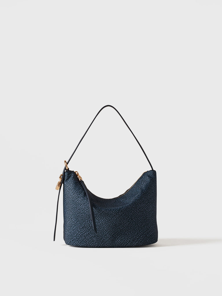 Borsa a spalla in Tessuto riciclato Op e Pelle - PRIVE SECCHIELLO SMALL - Borbonese