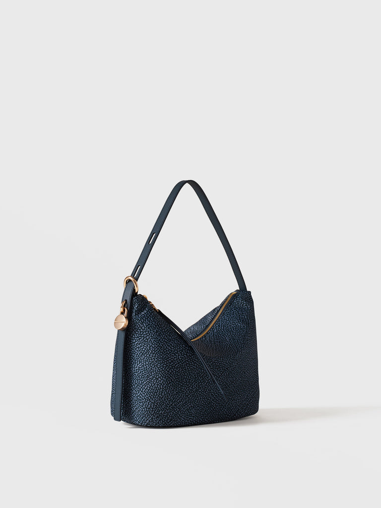 Borsa a spalla in Tessuto riciclato Op e Pelle - PRIVE SECCHIELLO SMALL - Borbonese