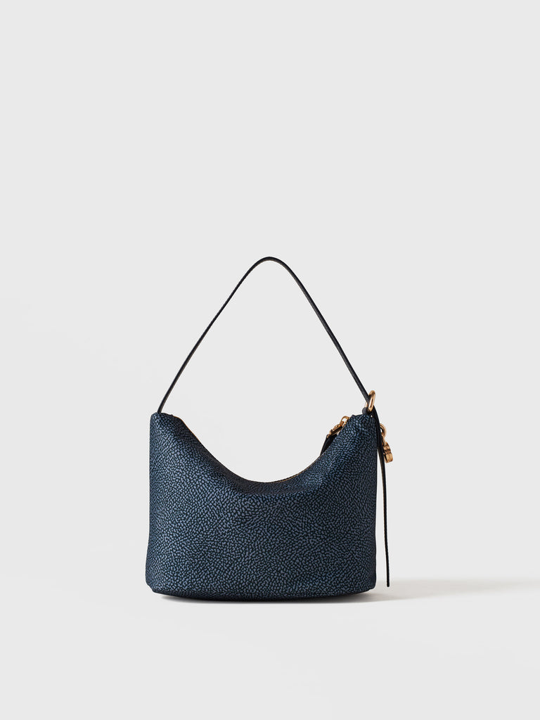 Borsa a spalla in Tessuto riciclato Op e Pelle - PRIVE SECCHIELLO SMALL - Borbonese