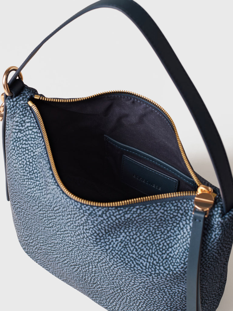 Borsa a spalla in Tessuto riciclato Op e Pelle - PRIVE SECCHIELLO SMALL - Borbonese