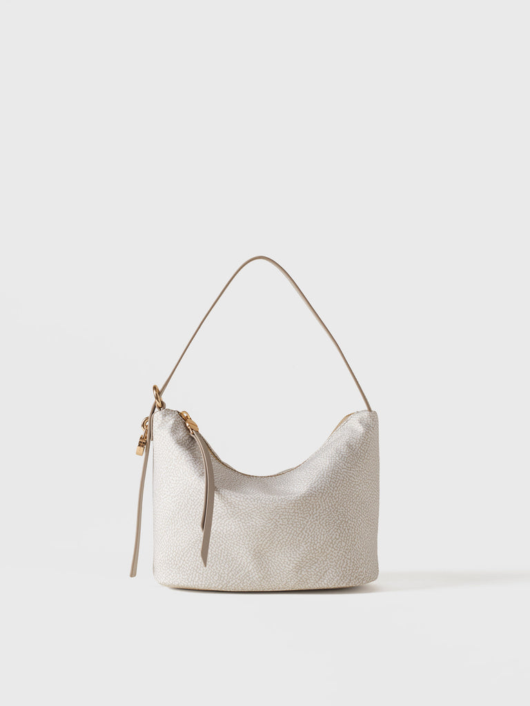 Borsa a spalla in Tessuto riciclato Op e Pelle - PRIVE SECCHIELLO SMALL - Borbonese