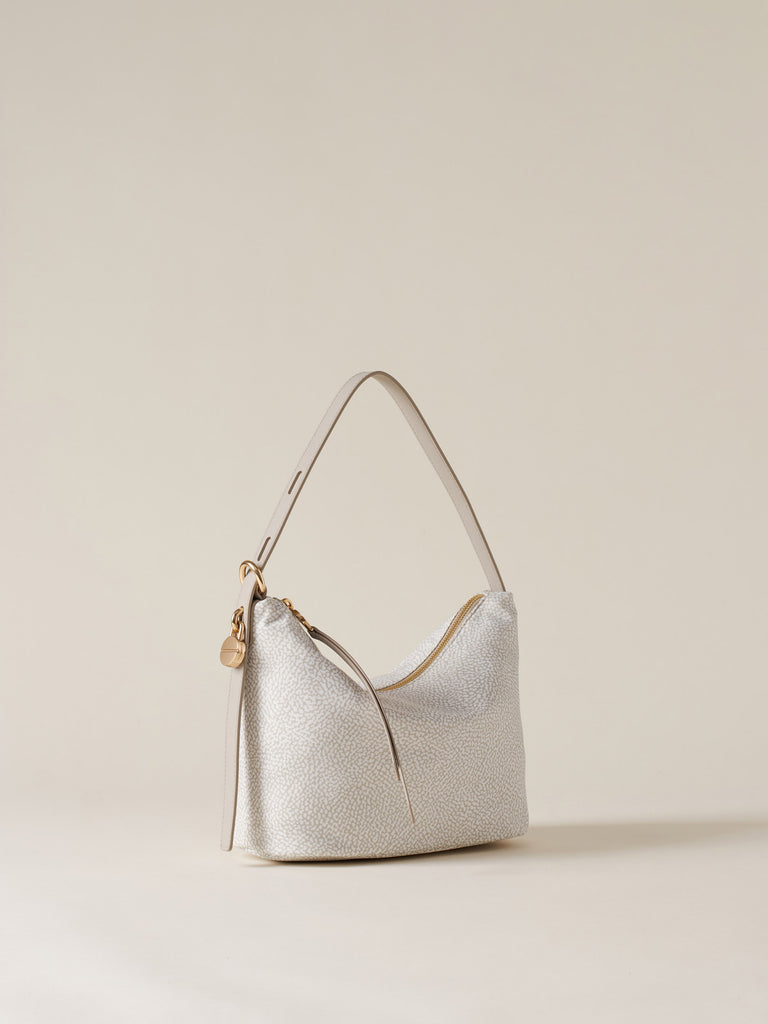 Borsa a spalla in Tessuto riciclato Op e Pelle - PRIVE SECCHIELLO SMALL - Borbonese