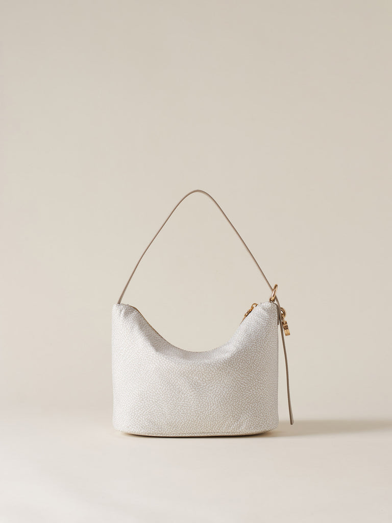 Borsa a spalla in Tessuto riciclato Op e Pelle - PRIVE SECCHIELLO SMALL - Borbonese