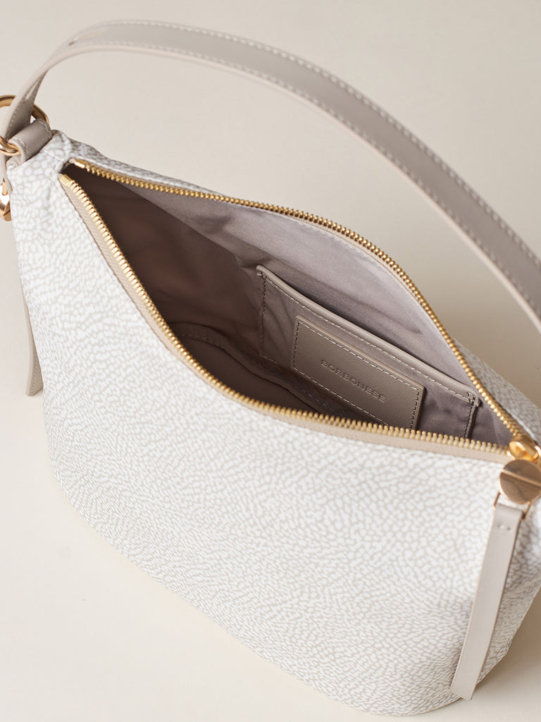 Borsa a spalla in Tessuto riciclato Op e Pelle - PRIVE SECCHIELLO SMALL - Borbonese