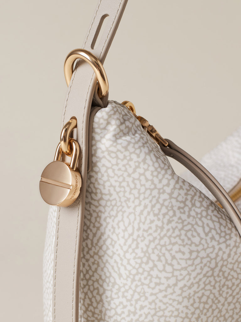 Borsa a spalla in Tessuto riciclato Op e Pelle - PRIVE SECCHIELLO SMALL - Borbonese