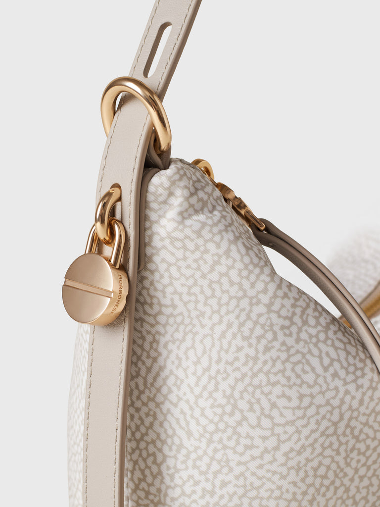 Borsa a spalla in Tessuto riciclato Op e Pelle - PRIVE SECCHIELLO SMALL - Borbonese