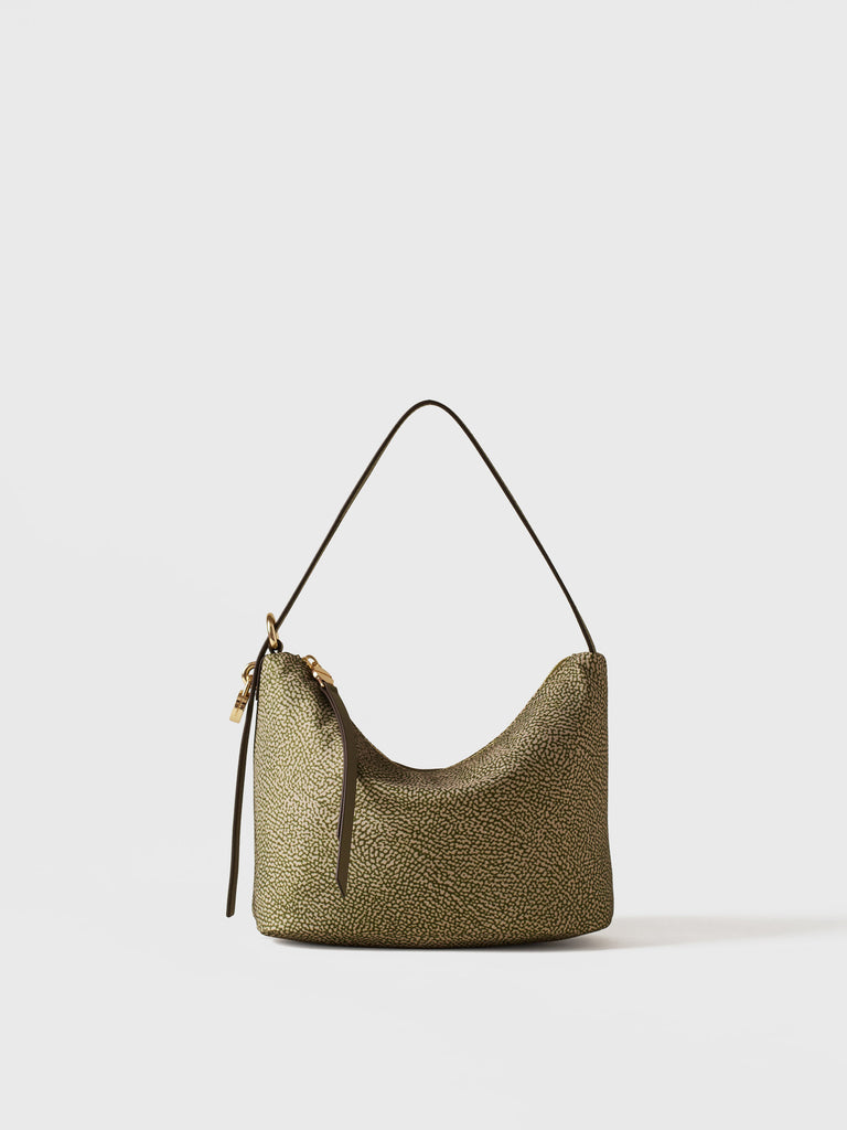 Borsa a spalla in Tessuto riciclato Op e Pelle - PRIVE SECCHIELLO SMALL - Borbonese