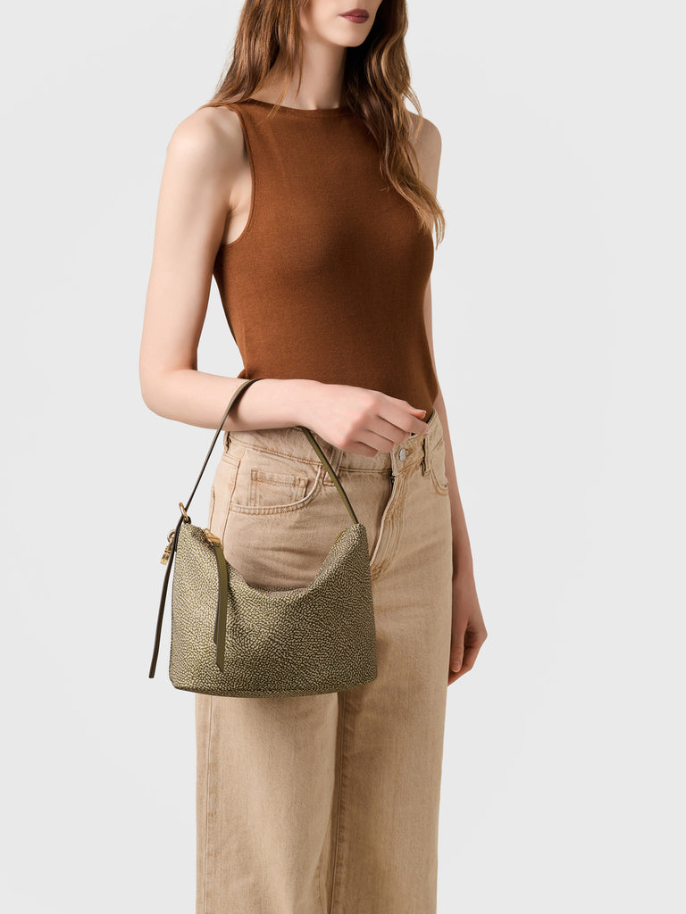 Borsa a spalla in Tessuto riciclato Op e Pelle - PRIVE SECCHIELLO SMALL - Borbonese