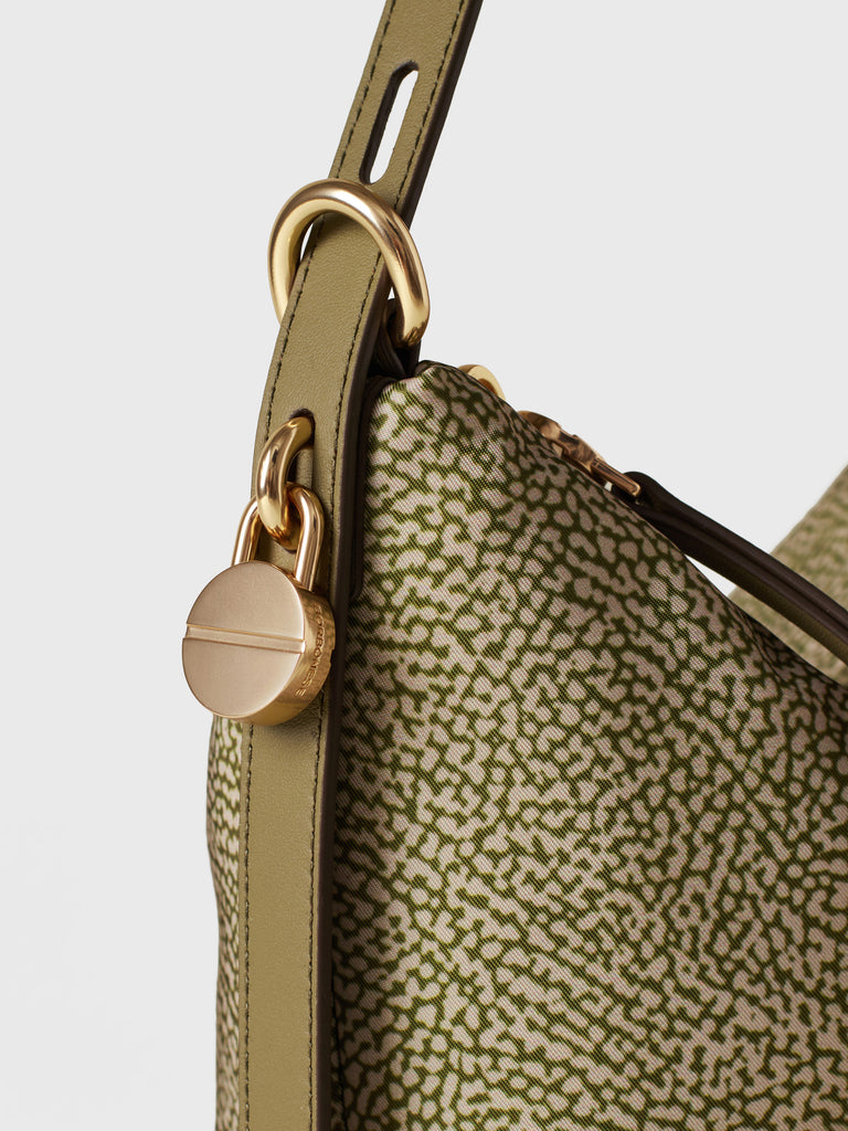 Borsa a spalla in Tessuto riciclato Op e Pelle - PRIVE SECCHIELLO SMALL - Borbonese