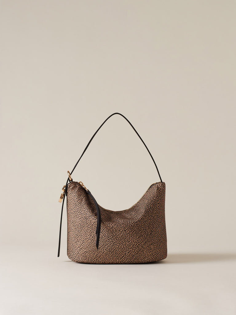 Borsa a spalla in Tessuto riciclato Op e Pelle - PRIVE SECCHIELLO SMALL - Borbonese