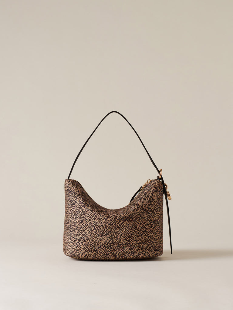 Borsa a spalla in Tessuto riciclato Op e Pelle - PRIVE SECCHIELLO SMALL - Borbonese