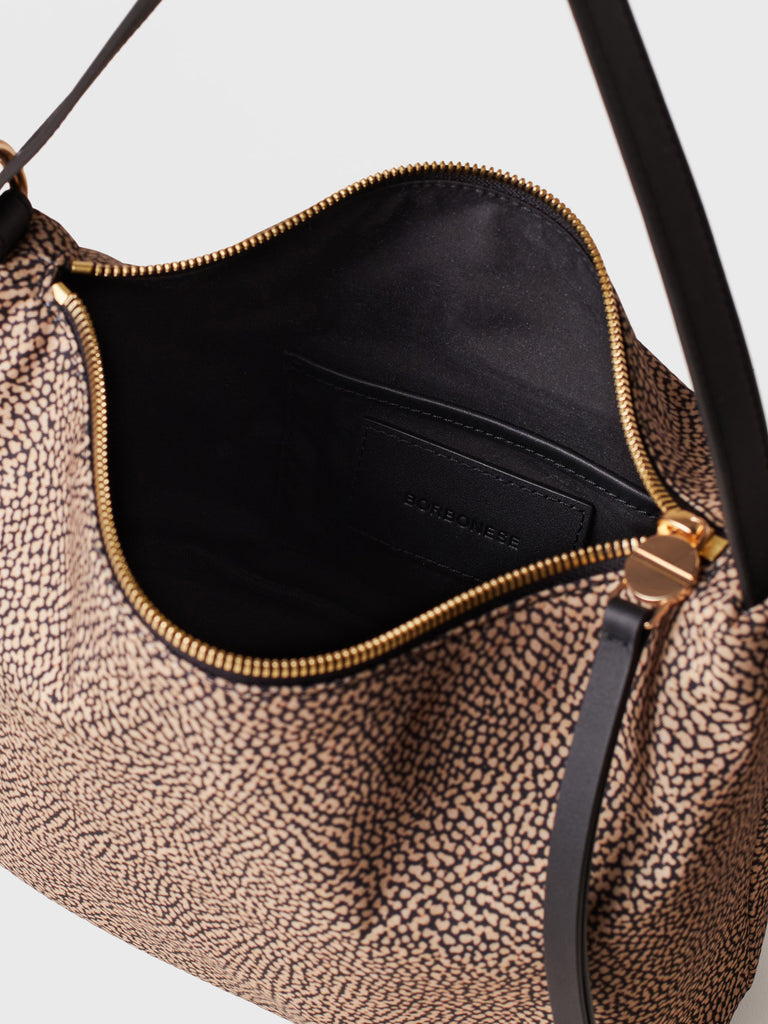 Borsa a spalla in Tessuto riciclato Op e Pelle - PRIVE SECCHIELLO SMALL - Borbonese