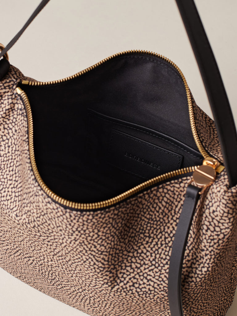 Borsa a spalla in Tessuto riciclato Op e Pelle - PRIVE SECCHIELLO SMALL - Borbonese