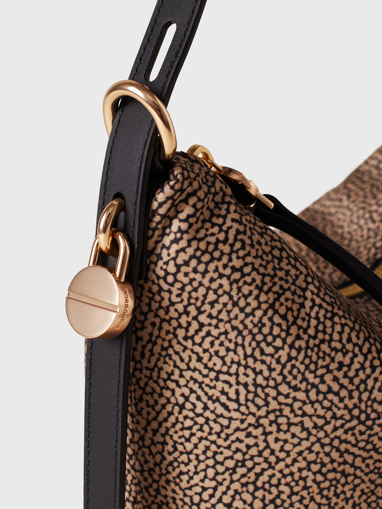 Borsa a spalla in Tessuto riciclato Op e Pelle - PRIVE SECCHIELLO SMALL - Borbonese