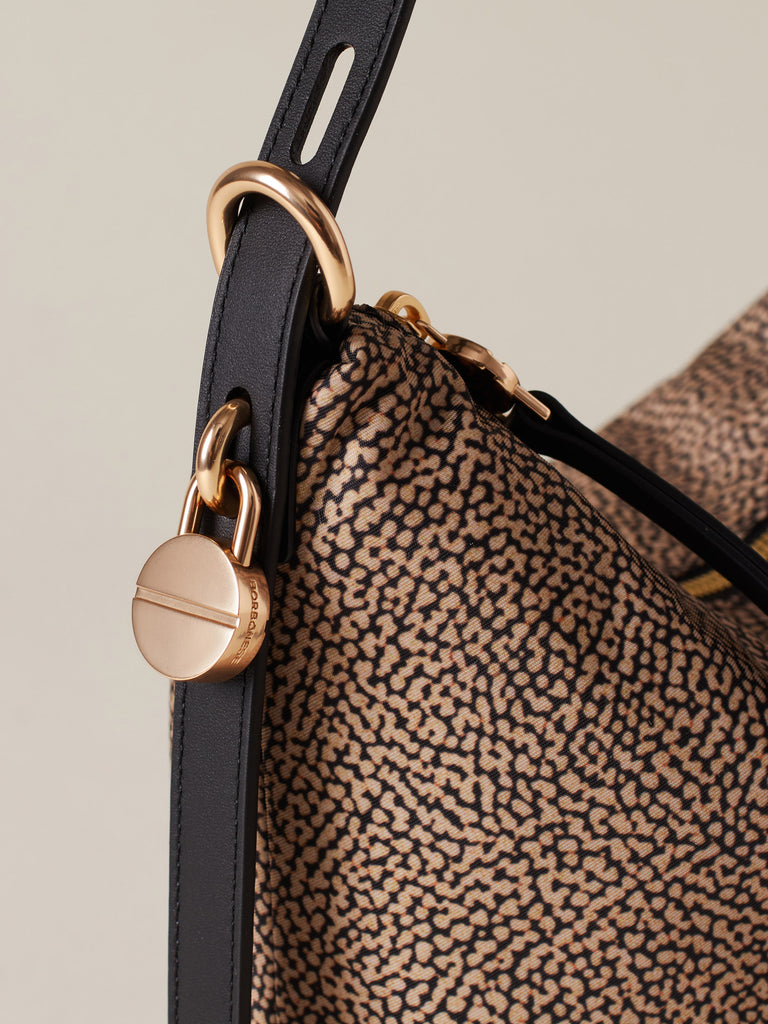 Borsa a spalla in Tessuto riciclato Op e Pelle - PRIVE SECCHIELLO SMALL - Borbonese