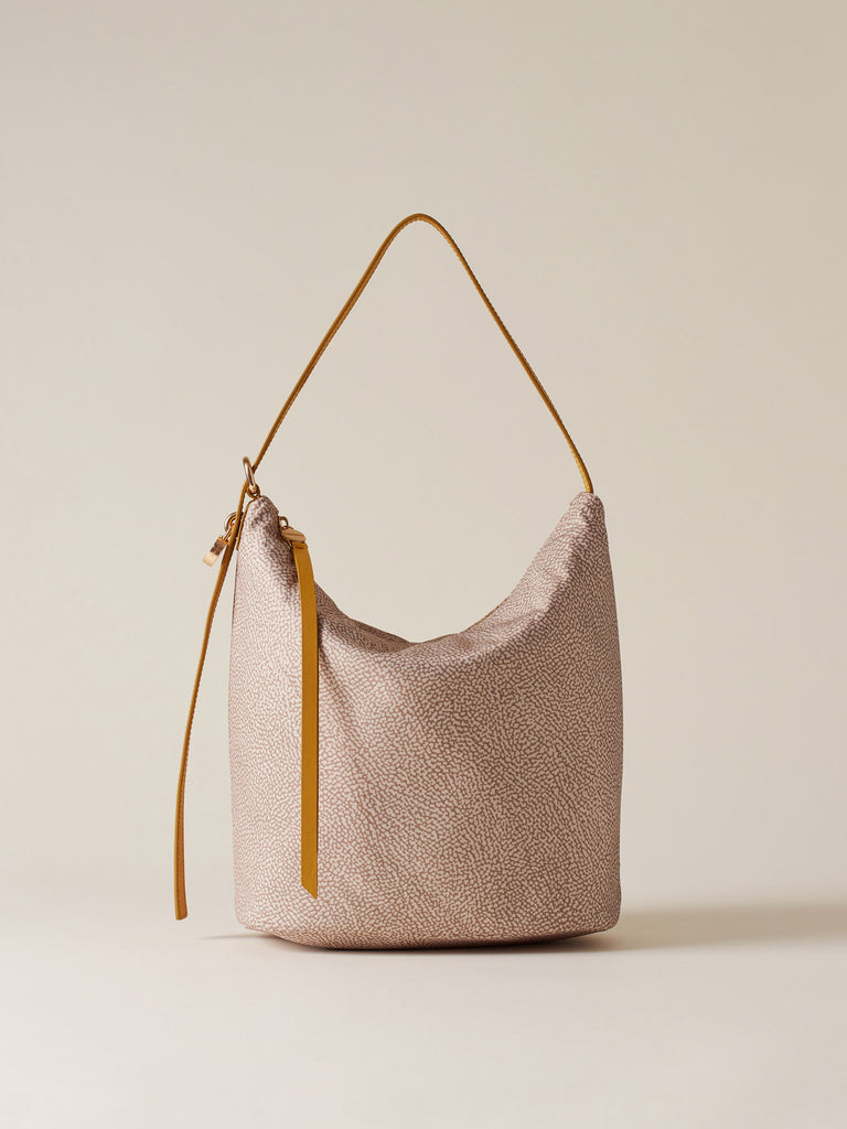 Op Recycled fabric and Leather Shoulder bag - PRIVE BUCKET BAG MEDIUM - Borbonese