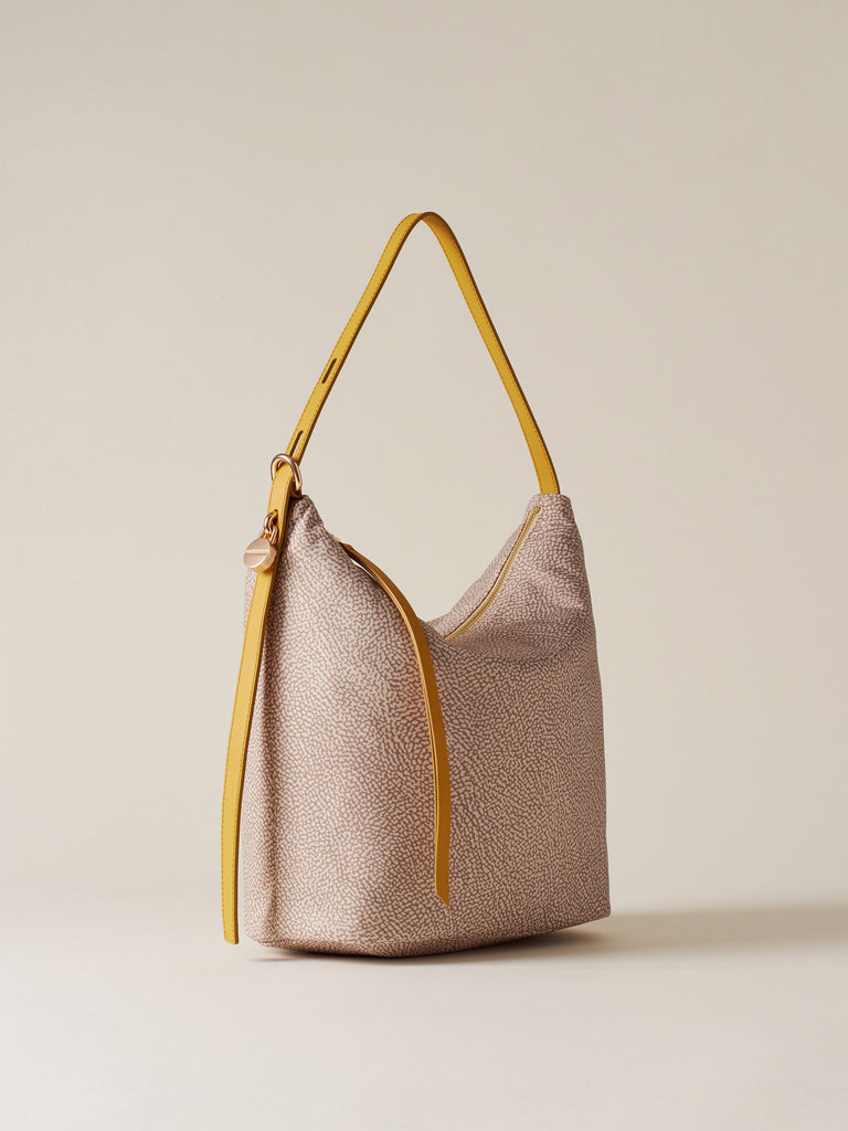 Op Recycled fabric and Leather Shoulder bag - PRIVE BUCKET BAG MEDIUM - Borbonese