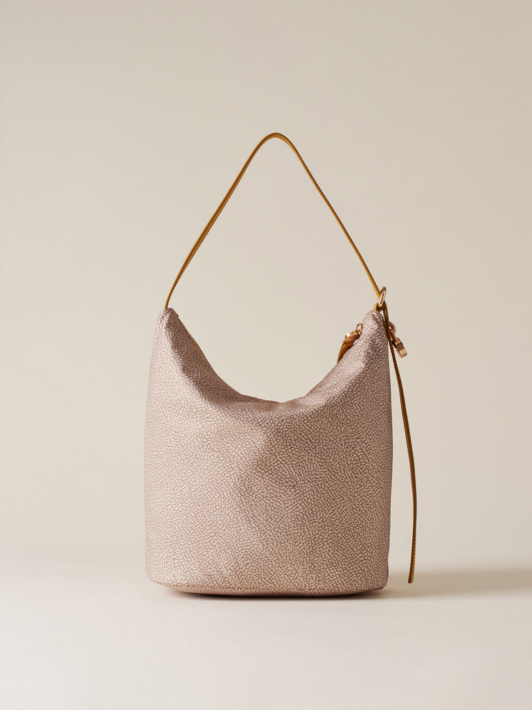 Op Recycled fabric and Leather Shoulder bag - PRIVE BUCKET BAG MEDIUM - Borbonese