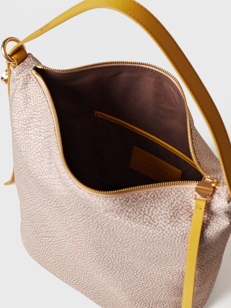 Borsa a spalla in Tessuto riciclato Op e Pelle - PRIVE SECCHIELLO MEDIUM - Borbonese