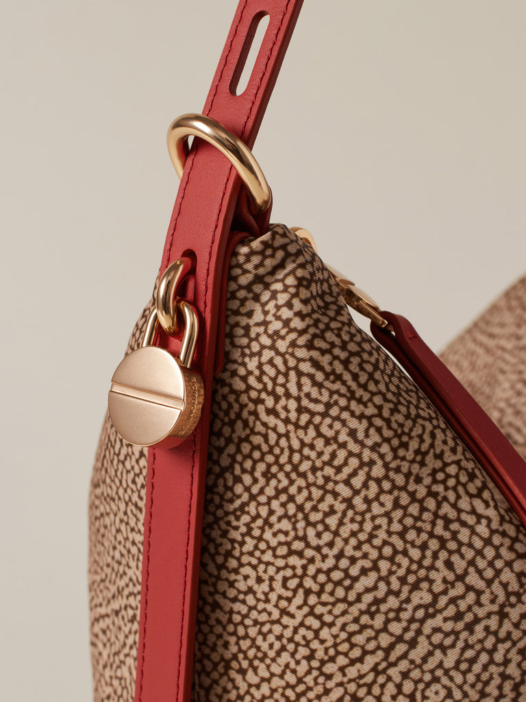 Borsa a spalla in Tessuto riciclato Op e Pelle - PRIVE SECCHIELLO MEDIUM - Borbonese
