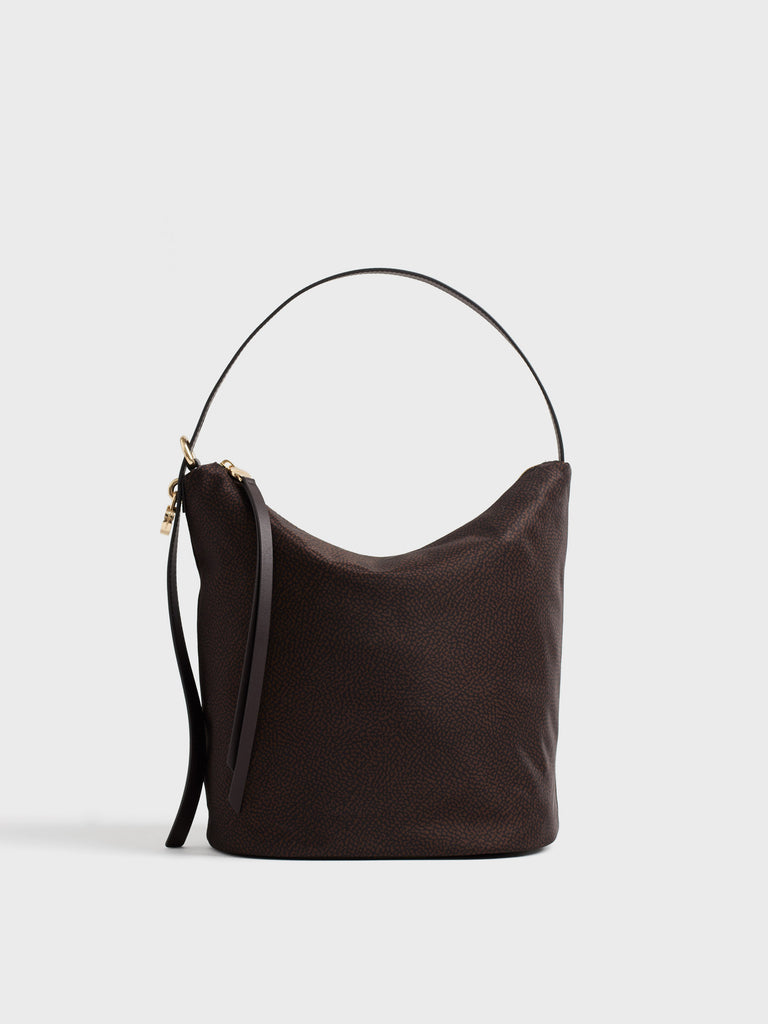 Borsa a spalla in tessuto Op e pelle - PRIVE SECCHIELLO MEDIUM - Borbonese