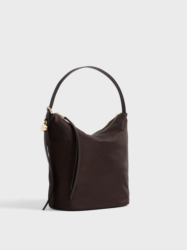 Borsa a spalla in tessuto Op e pelle - PRIVE SECCHIELLO MEDIUM - Borbonese