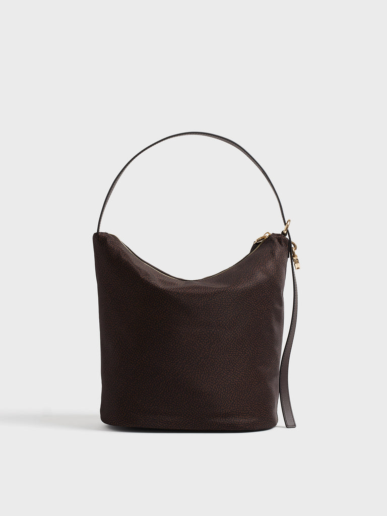 Borsa a spalla in tessuto Op e pelle - PRIVE SECCHIELLO MEDIUM - Borbonese
