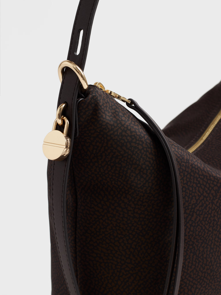 Borsa a spalla in tessuto Op e pelle - PRIVE SECCHIELLO MEDIUM - Borbonese