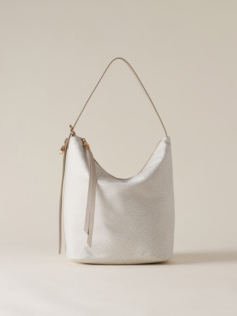 Op Recycled fabric and Leather Shoulder bag - PRIVE BUCKET BAG MEDIUM - Borbonese