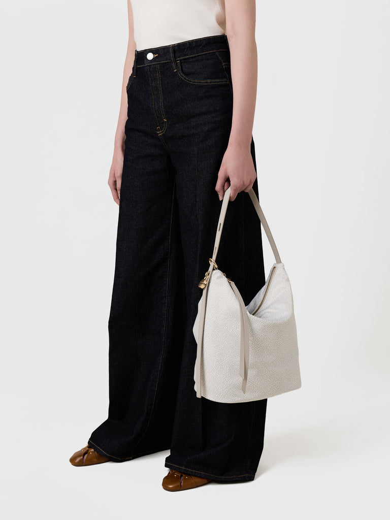 Op Recycled fabric and Leather Shoulder bag - PRIVE BUCKET BAG MEDIUM - Borbonese